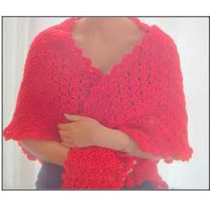 NEW NOVICA RED CROCHET SHAWL
